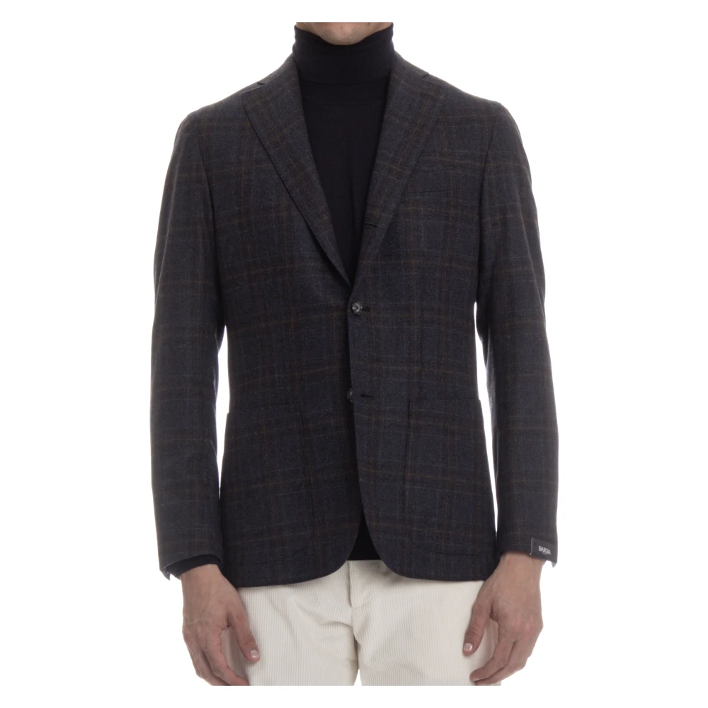 Barba Wol Kasjmier Jas Drie Knopen Multicolor Heren