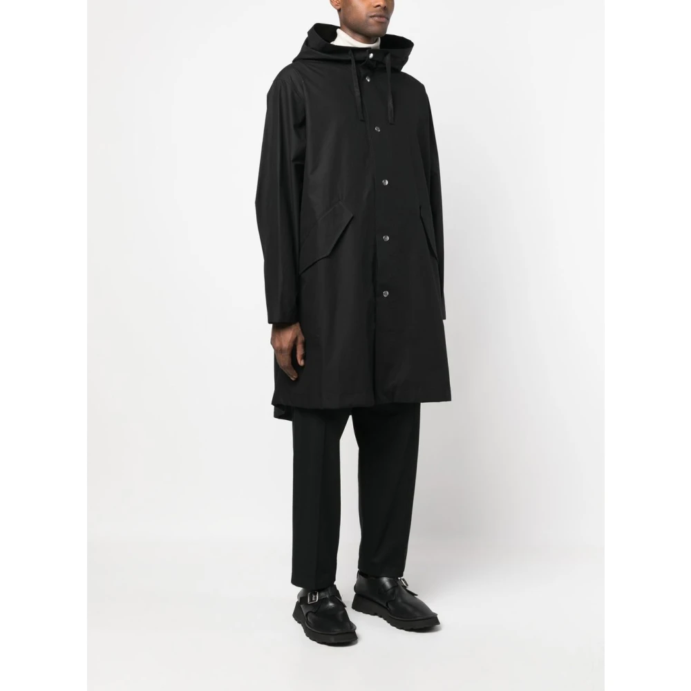 Jil Sander Zwarte Katoenen Parka met Capuchon Black Heren