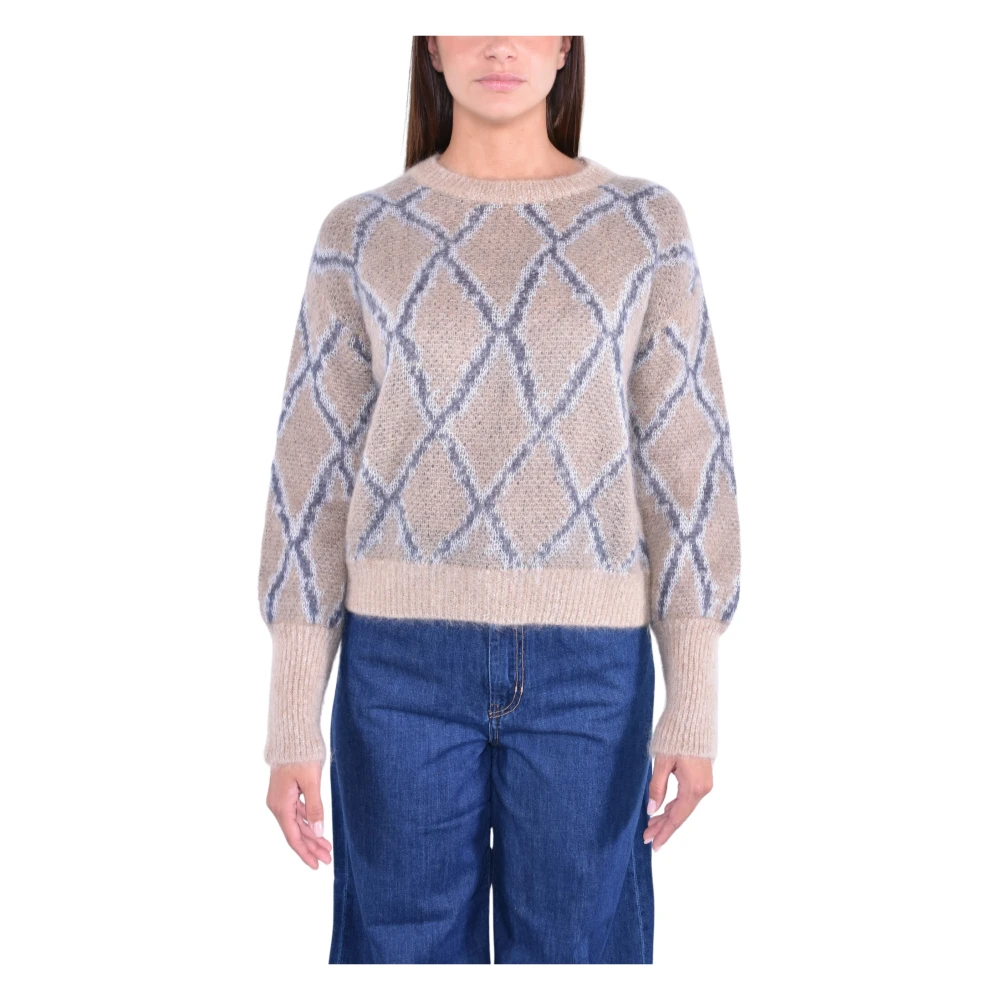 Kangra Women's Multicolor Seamless Wool Alpaca Crewneck Jumper - Round-Neck Knitwear - Xs - Knitwear