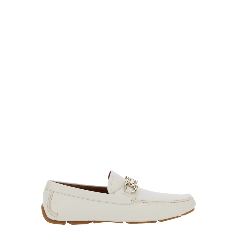 Salvatore Ferragamo Vita loafers med Gancini-plakett White, Herr