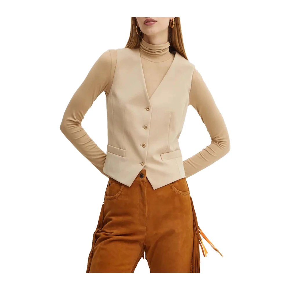 Max Mara Bruine Jersey Katoenen Gilet Jas Brown Dames