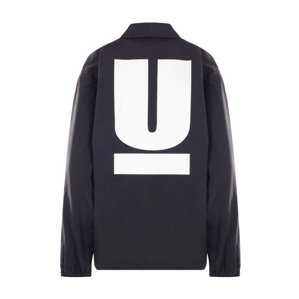Undercover Zwart Nylon Logo Print Jas Black Dames
