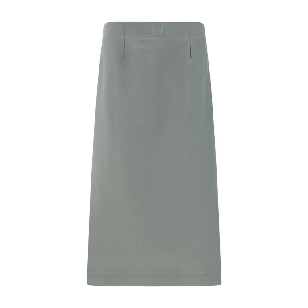 Fendi Geborduurde Sheath Rok met Ritssluiting Green Dames