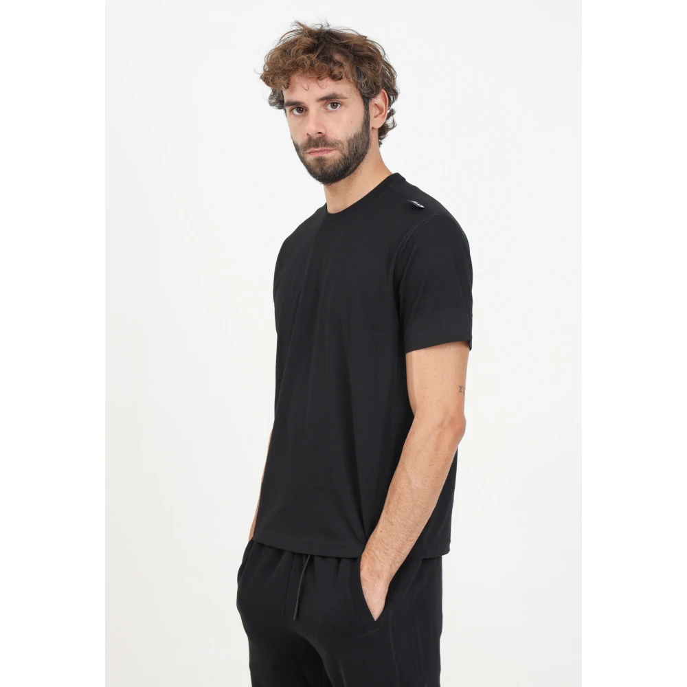 Emporio Armani EA7 Zwarte T-shirt met korte mouwen en logo print Black Heren