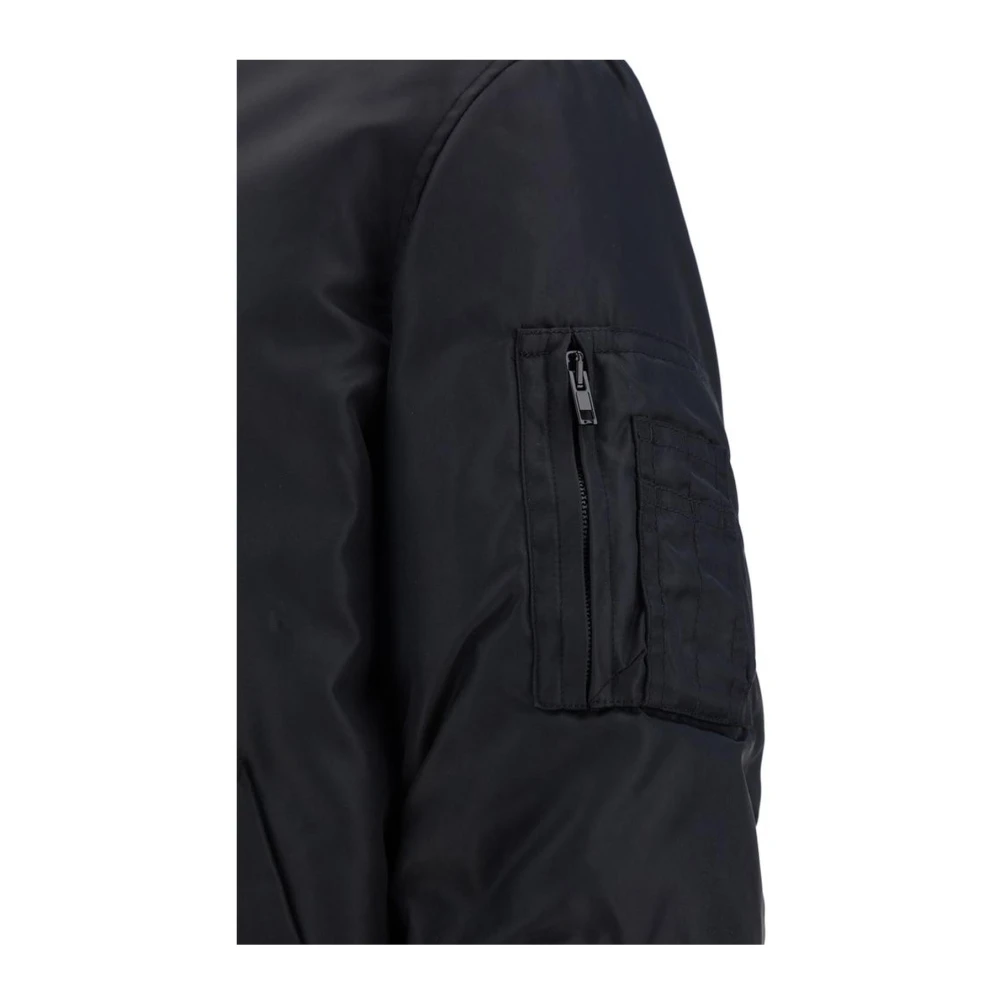 Moschino Gewatteerde Bomberjack met Ribdetails Black Heren