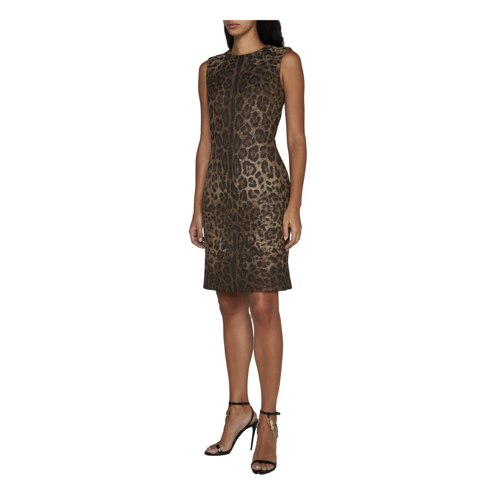 Dolce & Gabbana Leopard Jacquard Shift Jurk Multicolor Dames
