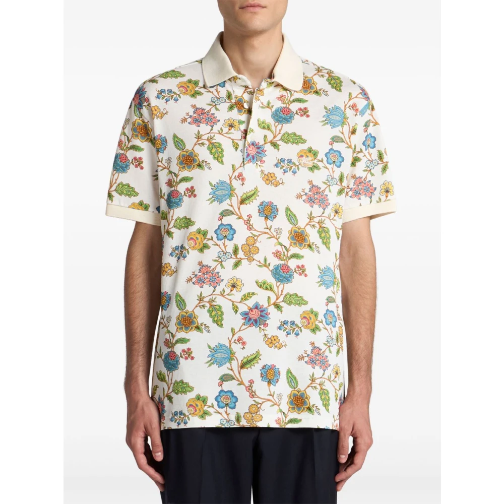 ETRO Bloemen Polo Shirt Korte Mouw Multicolor Heren