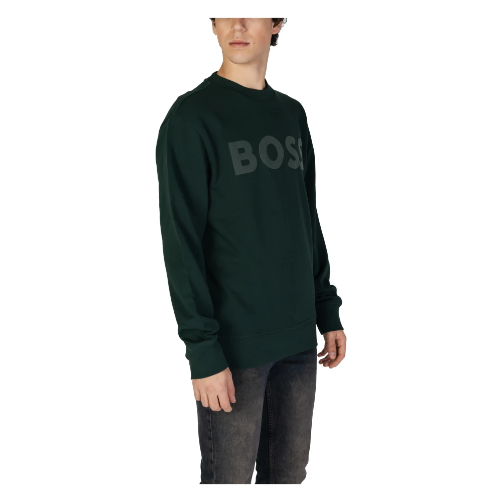 Hugo Boss Katoenen Hoodless Sweatshirt Lente Zomer Collectie Green Heren