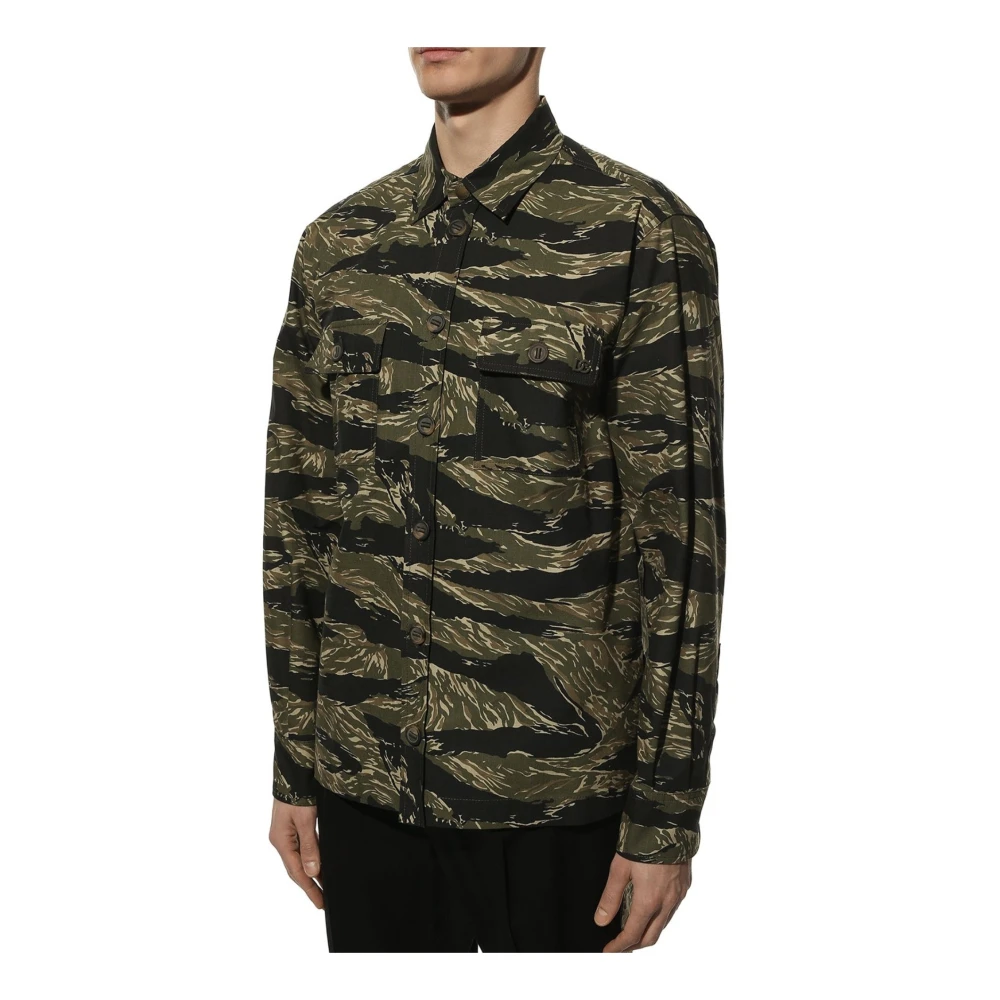Dolce & Gabbana Camouflage Shirt met Lange Mouwen Green Heren