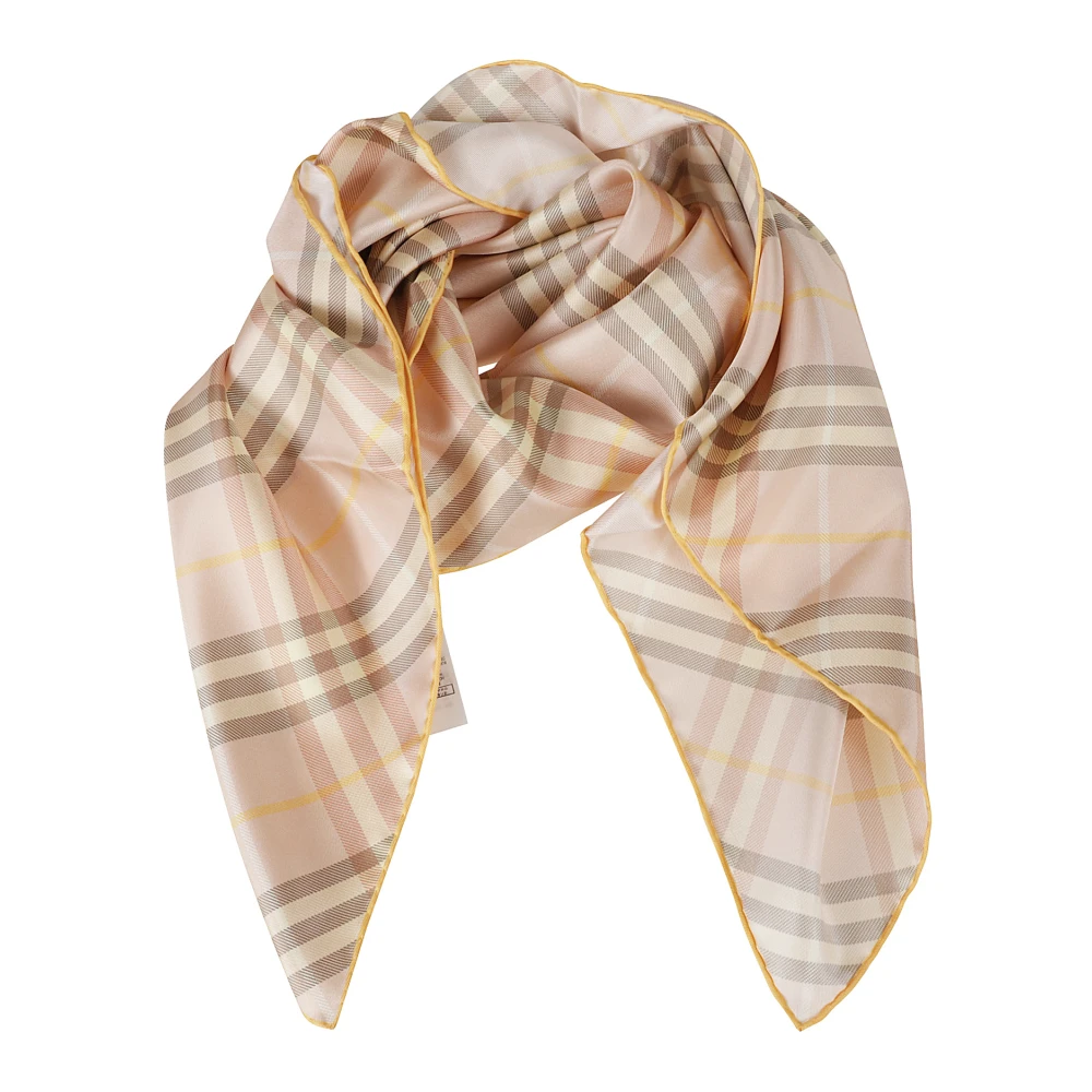 Burberry Rutig Sidenscarf Beige, Dam