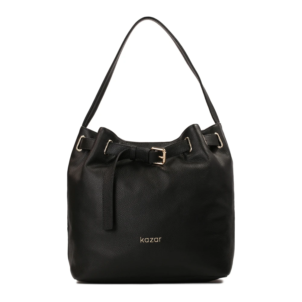 Kazar Versierd met een band zwarte leren handtas Black Dames