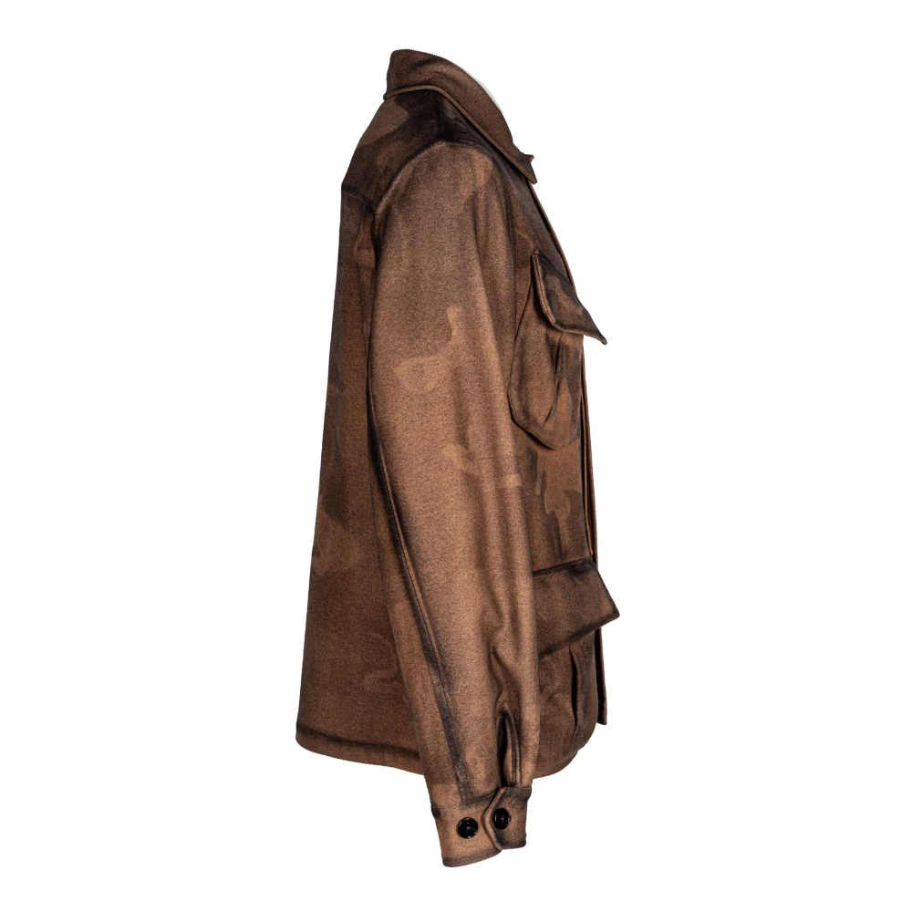 Gabriele Pasini Heren wollen jas met geborstelde textuur Brown Heren