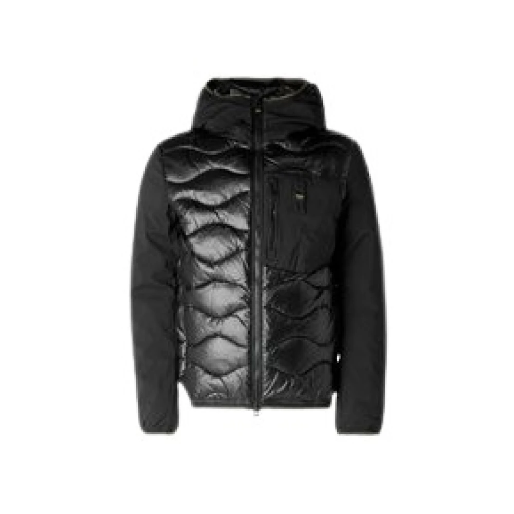 Blauer Heren gewatteerde jas met capuchon Black Heren