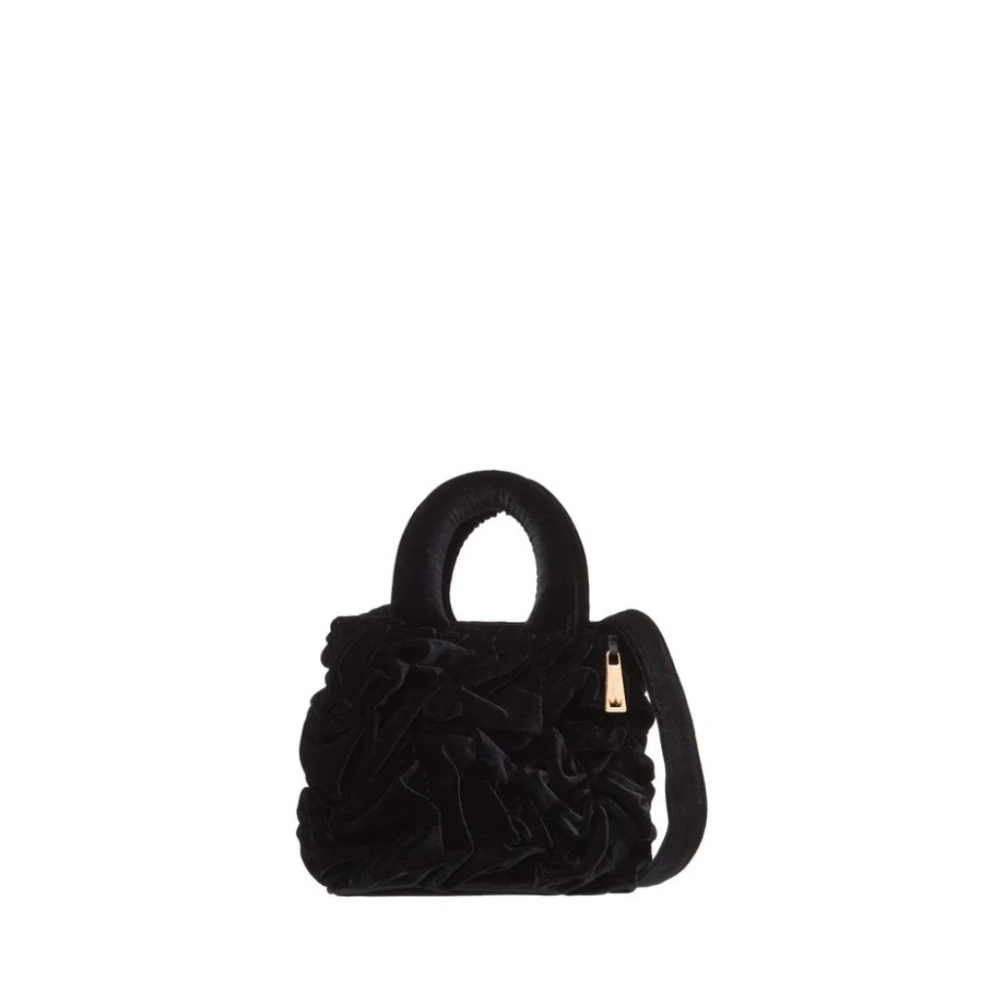 La Milanesa Zwarte Velvet Schoudertas Liliana Black Dames