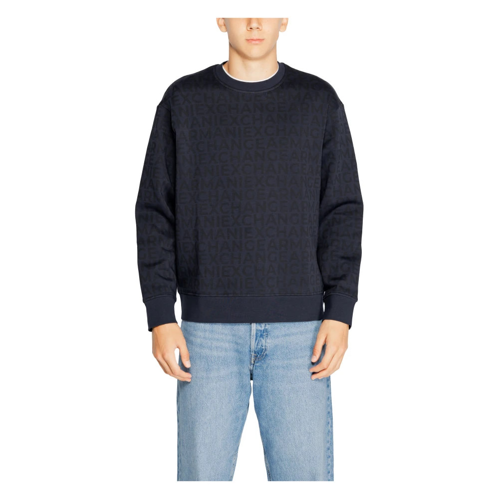 Armani Exchange Blauwe Bedrukte Sweatshirt Mannen Herfst Winter Blue Heren