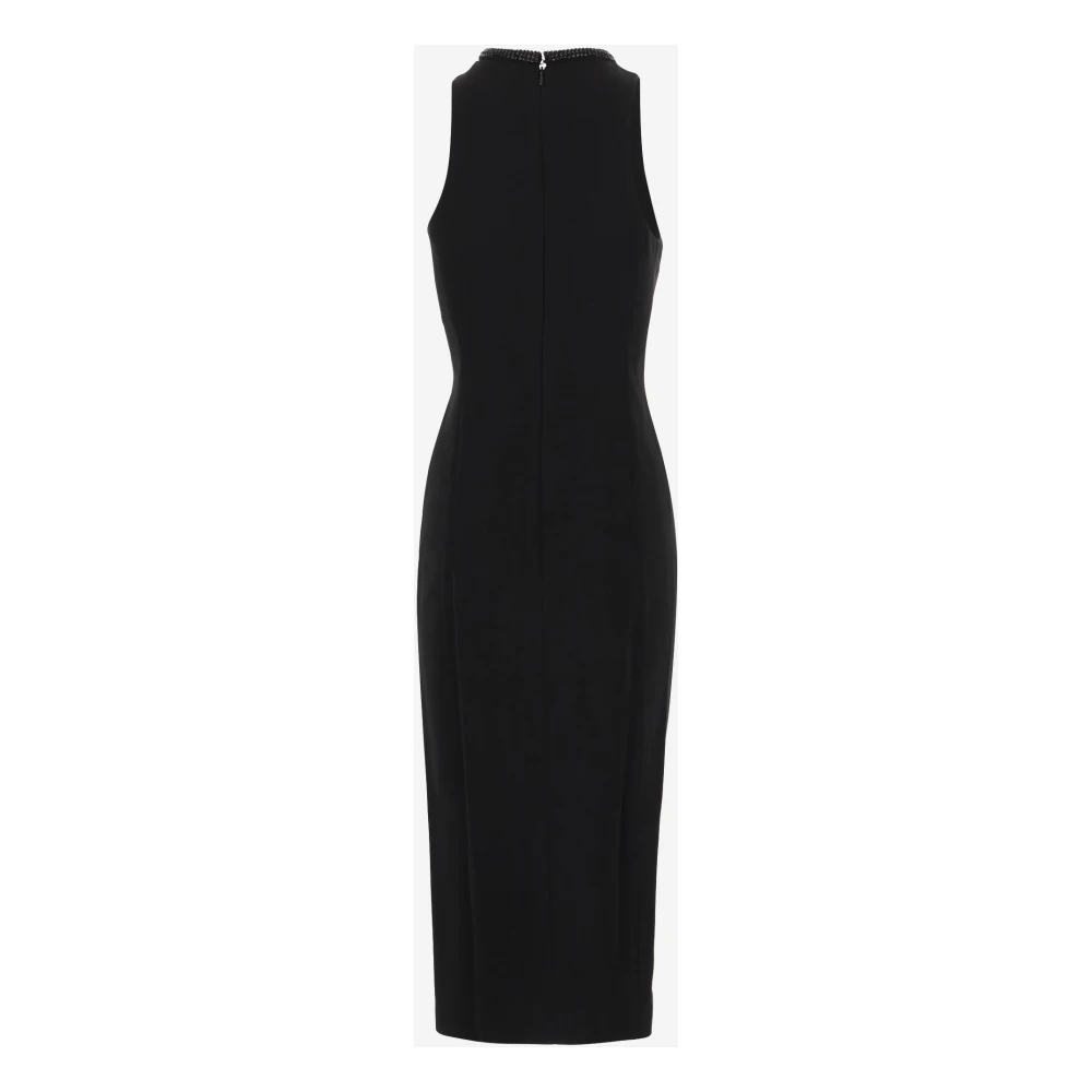 pinko Rhinestone Ronde Hals Mouwloze Zwarte Jurk Black Dames