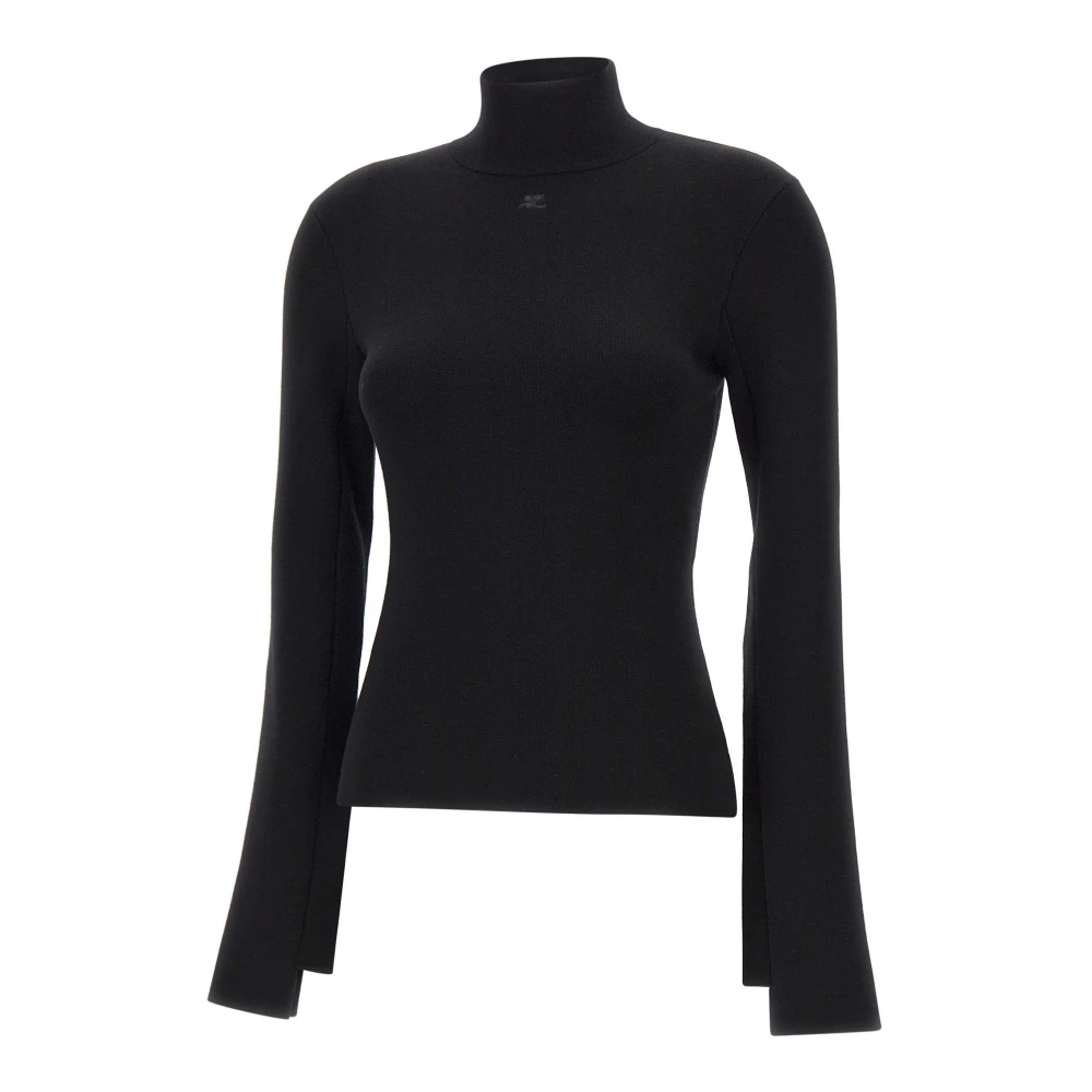 Courrèges Women's Black Interlock Mockneck Jumper - Turtlenecks - M - Knitwear