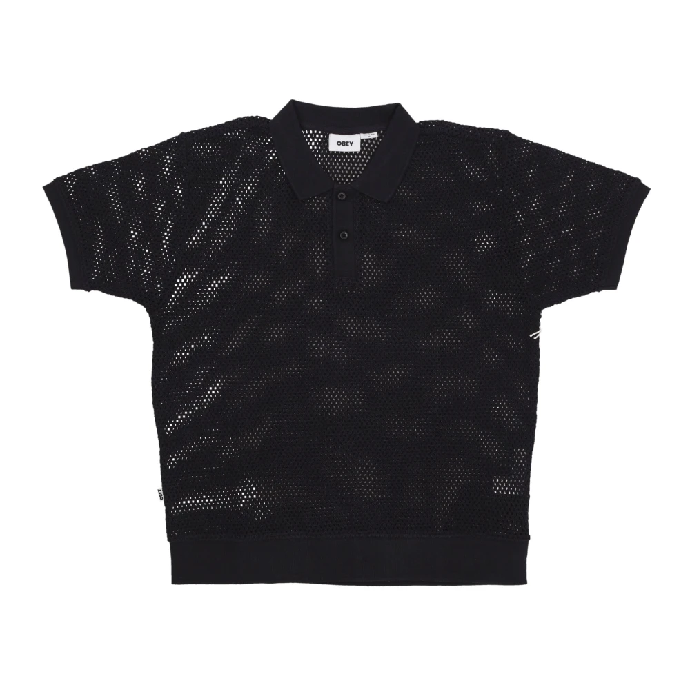 Obey Zwarte Mesh Polo Heren Korte Mouw Black Heren