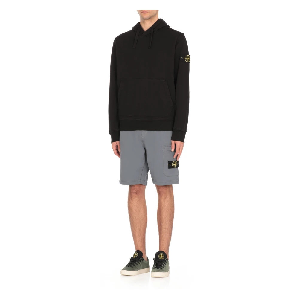 Stone Island Zwarte Katoenen Hoodie met Logopatch Black Heren
