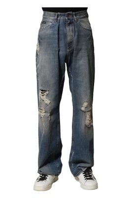 Blå Bomull Straight Denim Jeans
