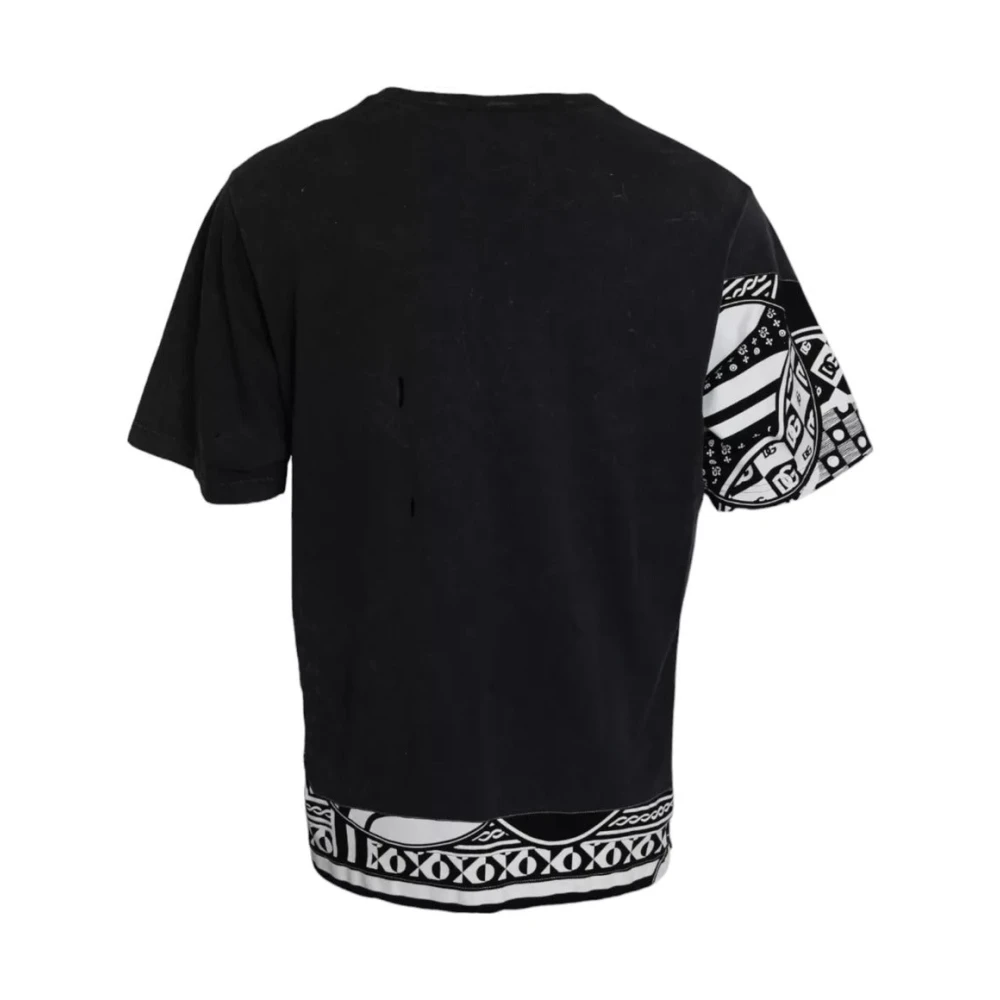 Dolce & Gabbana Zwart Bedrukt Katoenen T-Shirt Black Heren