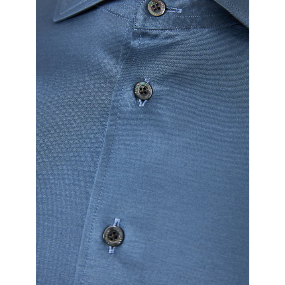Corneliani Jersey Katoenen Shirt 100% Katoen Blue Heren