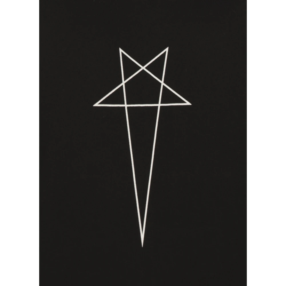 Rick Owens Zwarte Katoenen T-shirt met Logo Black Heren