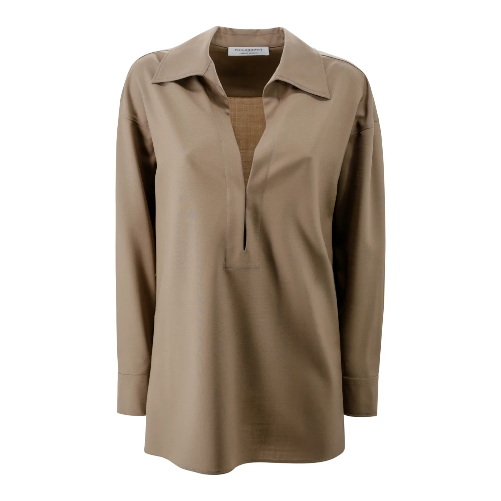 Philosophy di Lorenzo Serafini Beige Overhemd met Spreidkraag Beige Dames