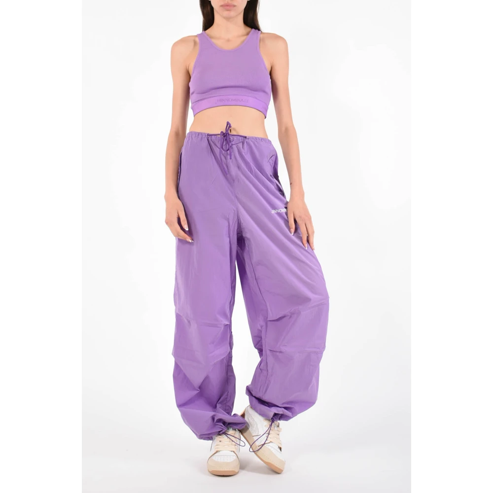 Hinnominate Cargo nylon broek met trekkoord taille Purple Dames