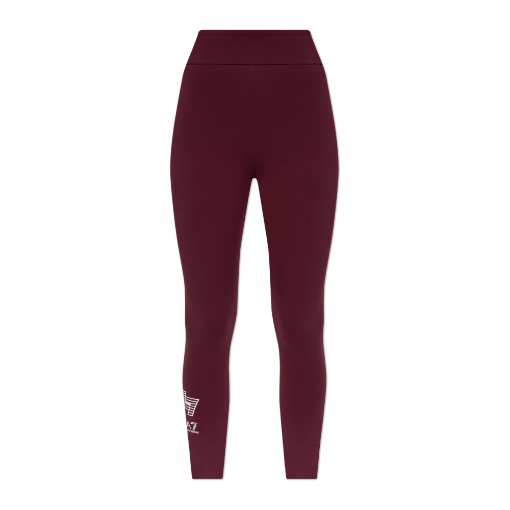 Emporio Armani Ea7 Donna Rosso Leggings Con Logo