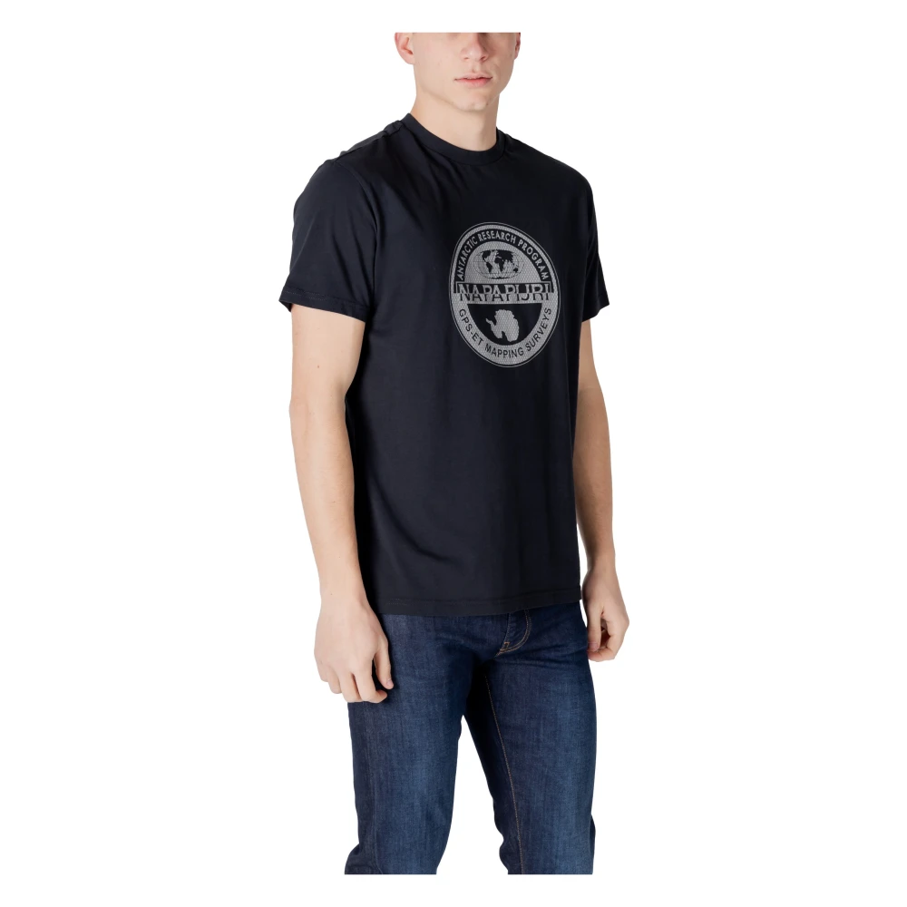 Napapijri Zwarte Bedrukt T-shirt voor Mannen Black Heren