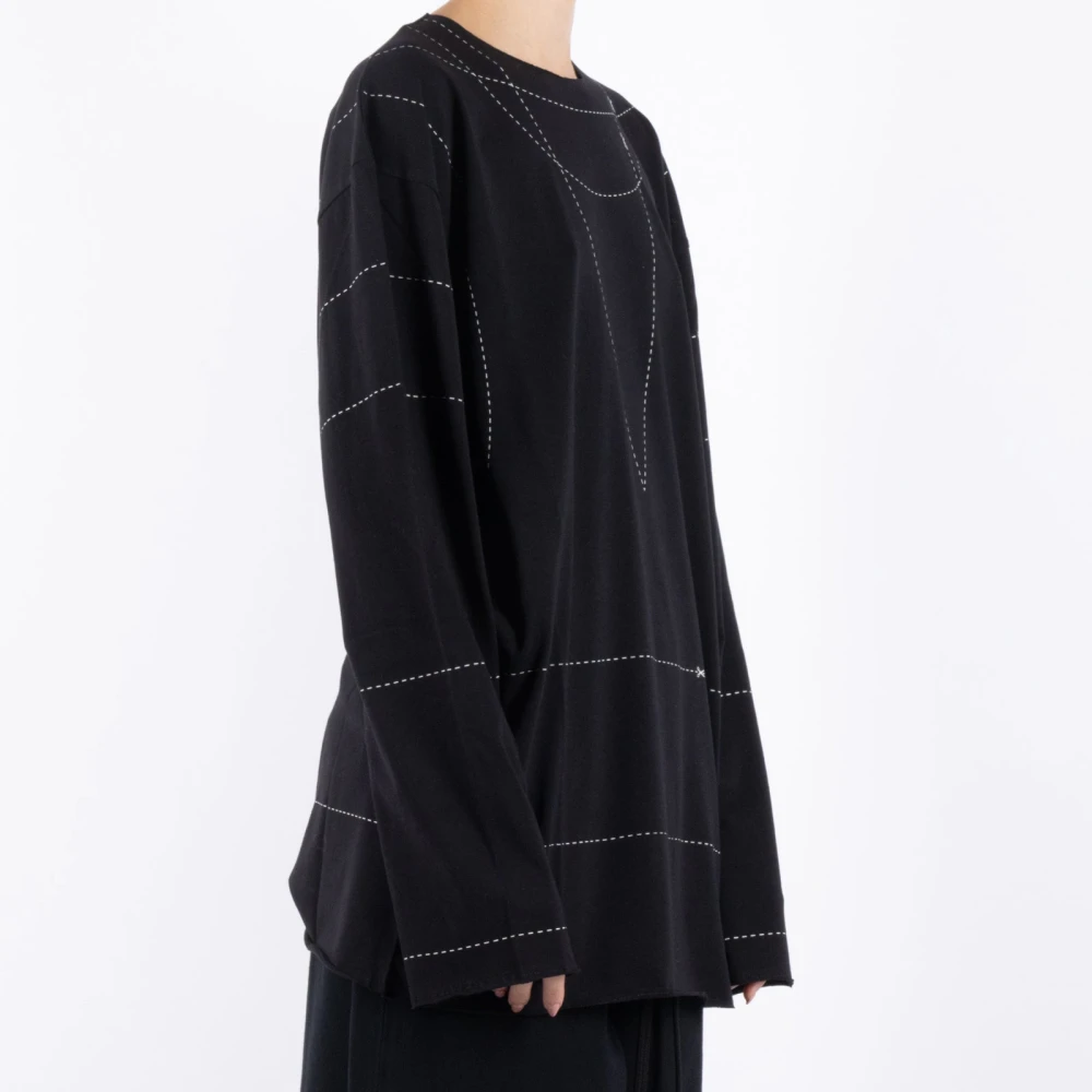 MM6 Maison Margiela Zwarte Katoenen T-shirt Black Dames