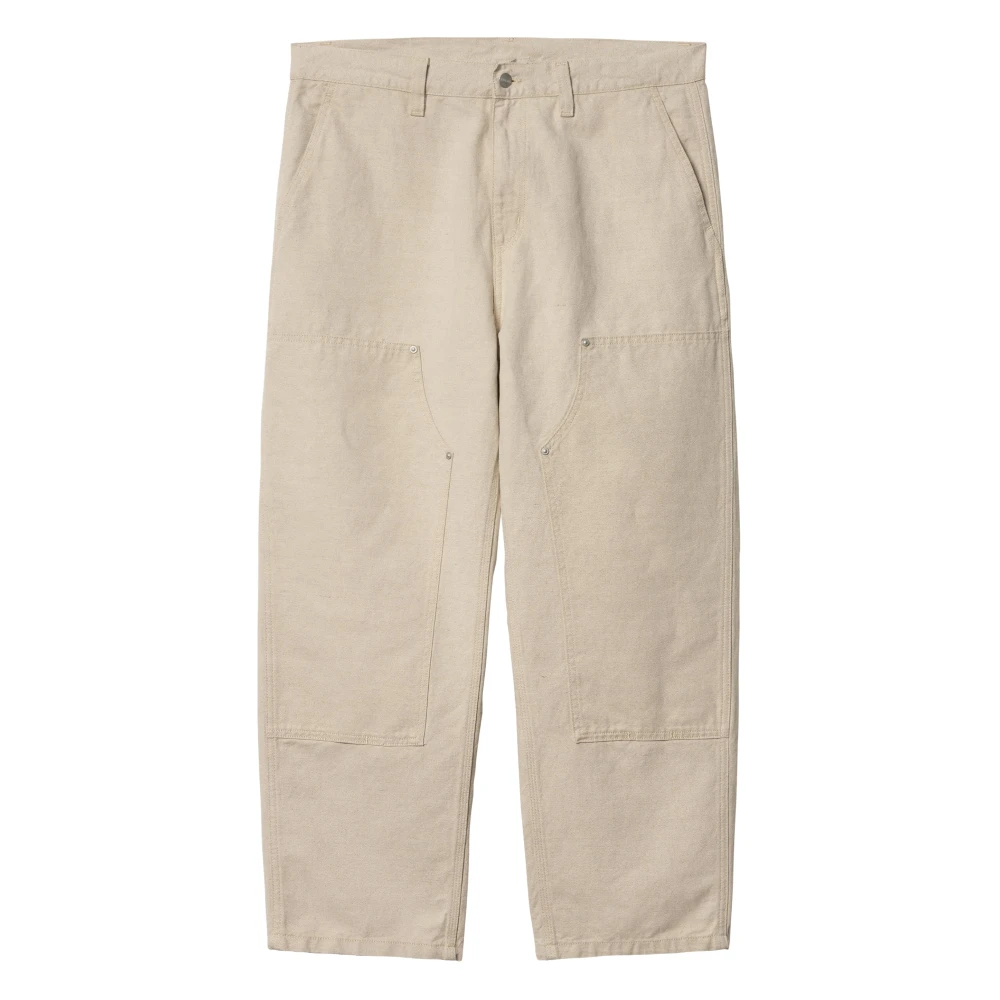 Carhartt WIP Dubbele Knie Katoen Linnen Broek Beige Heren