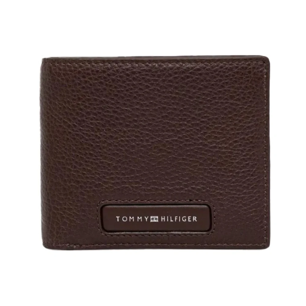 Tommy Hilfiger Leren Portemonnees Bruin Metalen Logo Brown Heren