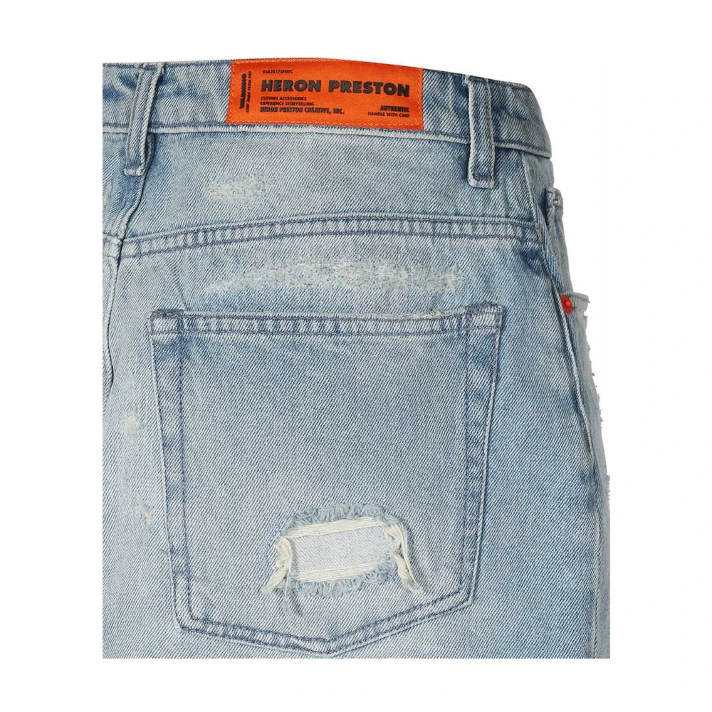 Heron Preston Vernielde Denim Mini Rok Blue Dames