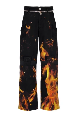 Fire Print Jeans med Inserts