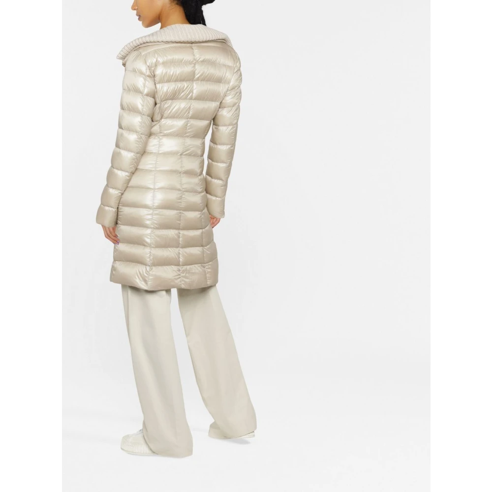 Herno Beige Gebreide-Kraag Gewatteerde Jas Beige Dames