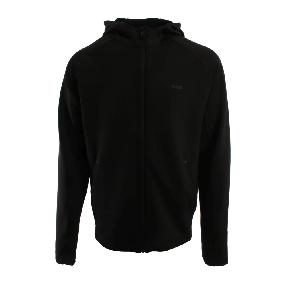 Hugo Black Zip-Throughs, Male, Xl, Sicon Active Zip-Through Hoodie