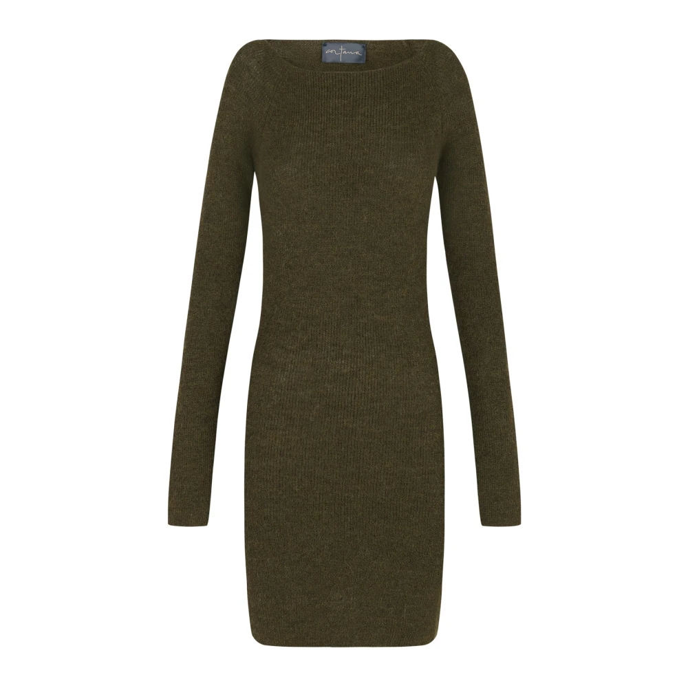 Cortana Women's Green Zico, Mini Dress In Baby Alpaca And Merino Wool Khaki