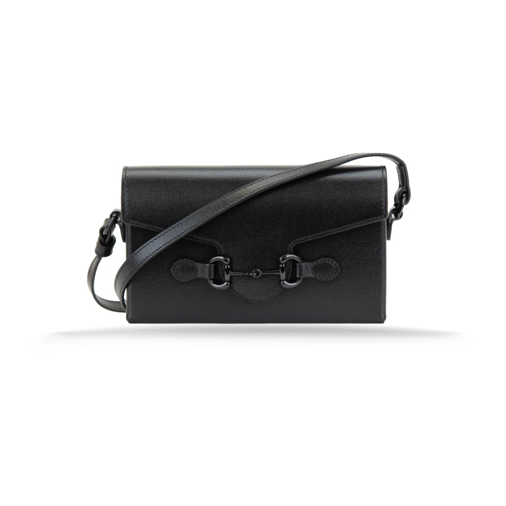 Gucci Leren Schoudertas Magnetische Knoop Black Dames