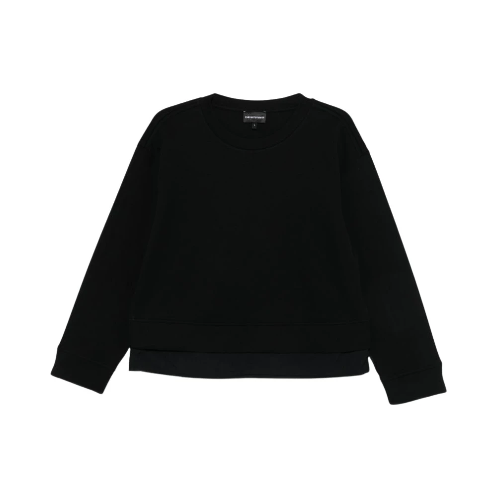 Emporio Armani Women's Black Layered Detail Round Neck Sweatshirt