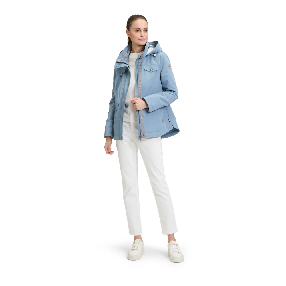 Gil Bret Zomerjas met capuchon en ruitdetails Blue Dames