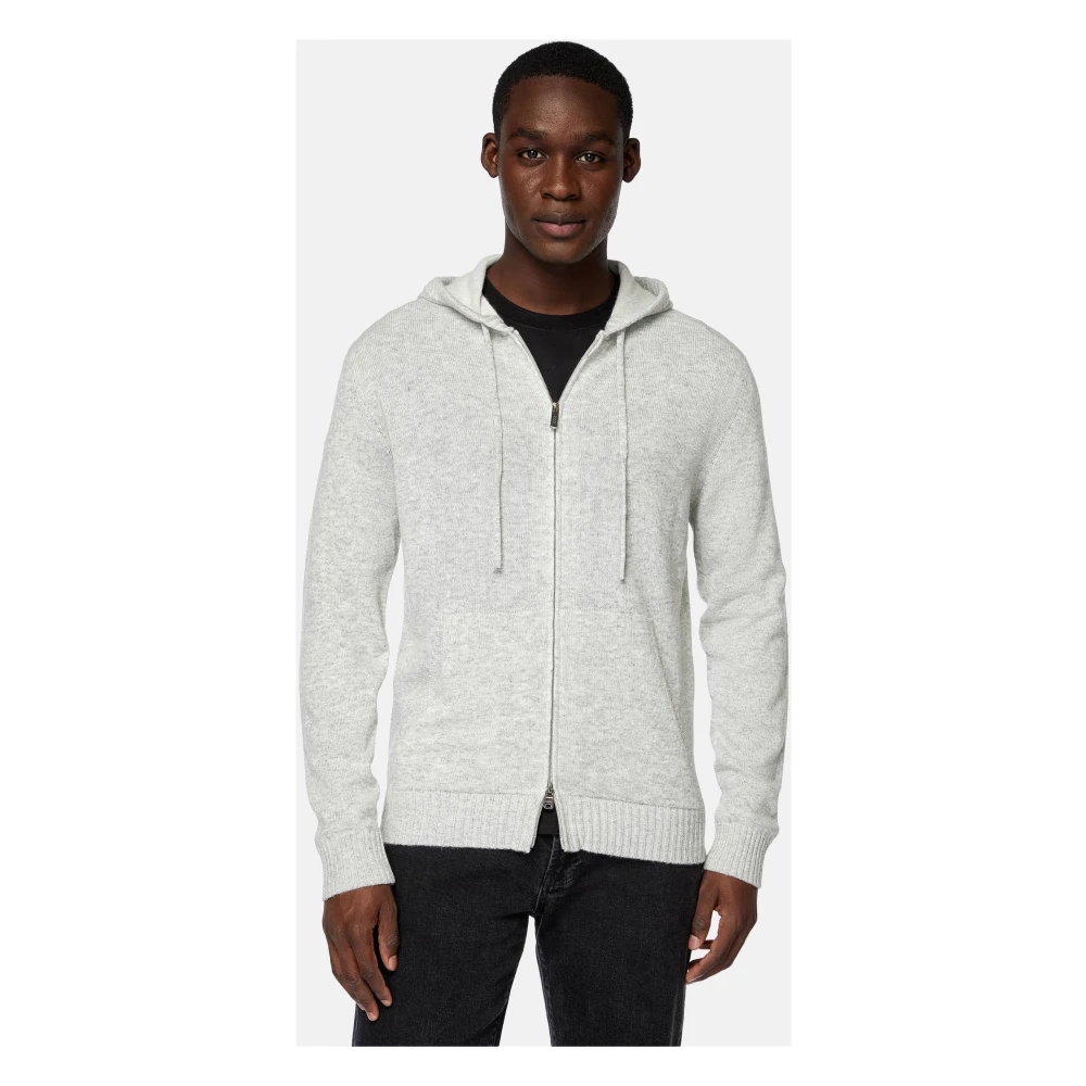 Boggi Milano Cashmere Blend Full-Zip Hoodie Gray Heren