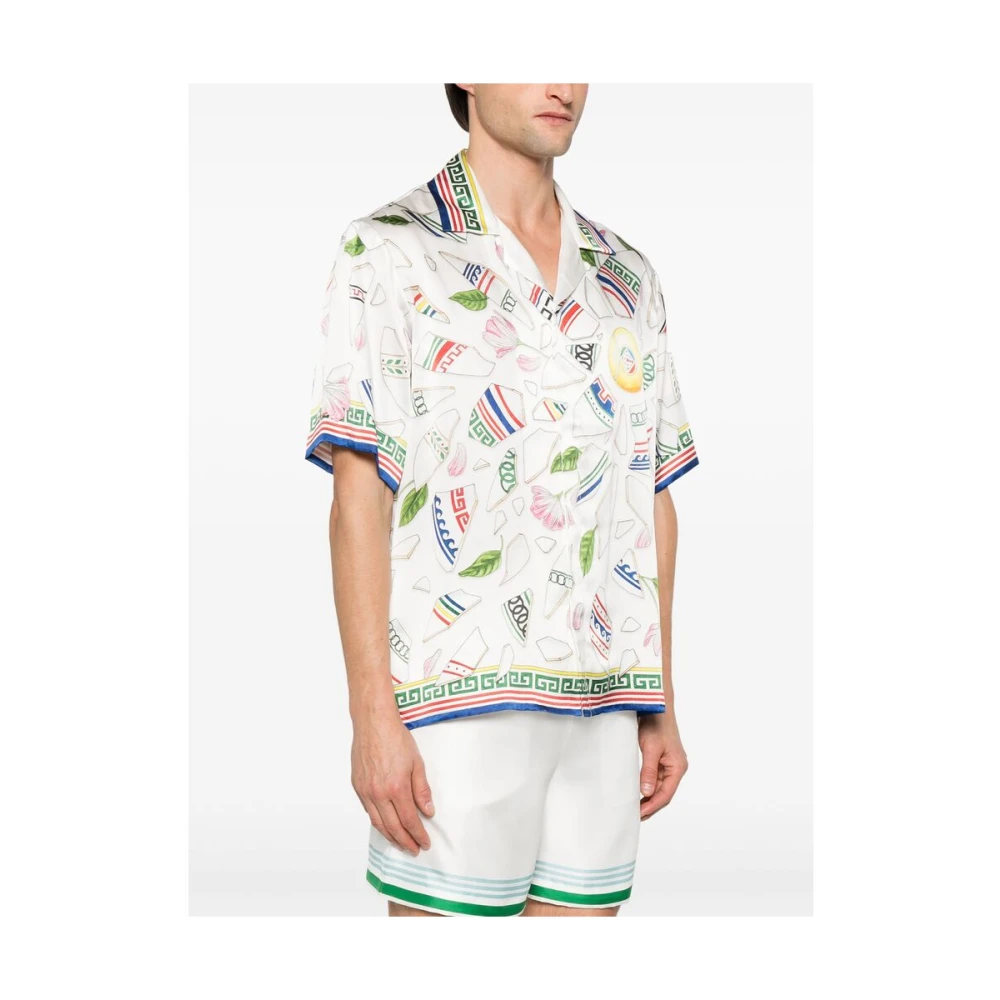 Casablanca Witte Cubaanse Kraag Shirt met Strepen Multicolor Heren