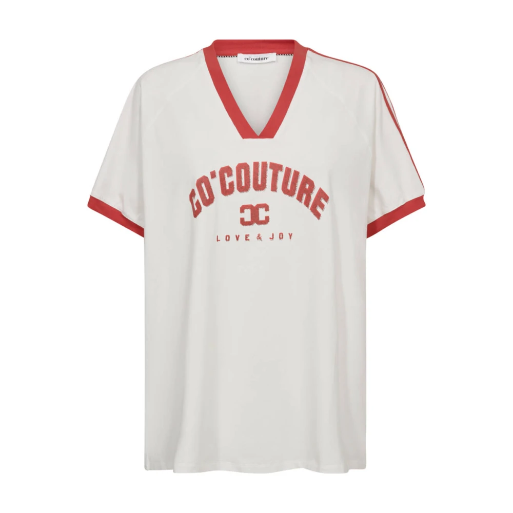 Co'Couture Oversize Sporty V-tee Top White Dames