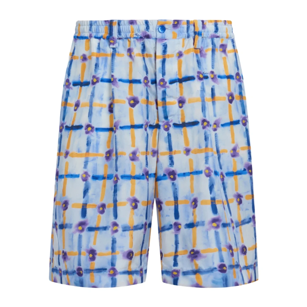 Marni Habotai zijden shorts met saraband print en trekkoord Multicolor Heren