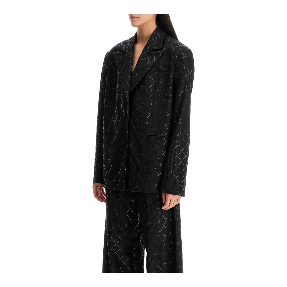 Rotate Birger Christensen Diamond Sequin Oversize Blazer Black Dames