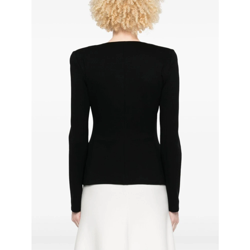 Emporio Armani Zwarte Jersey Ritsjas met Schoudervullingen Black Dames