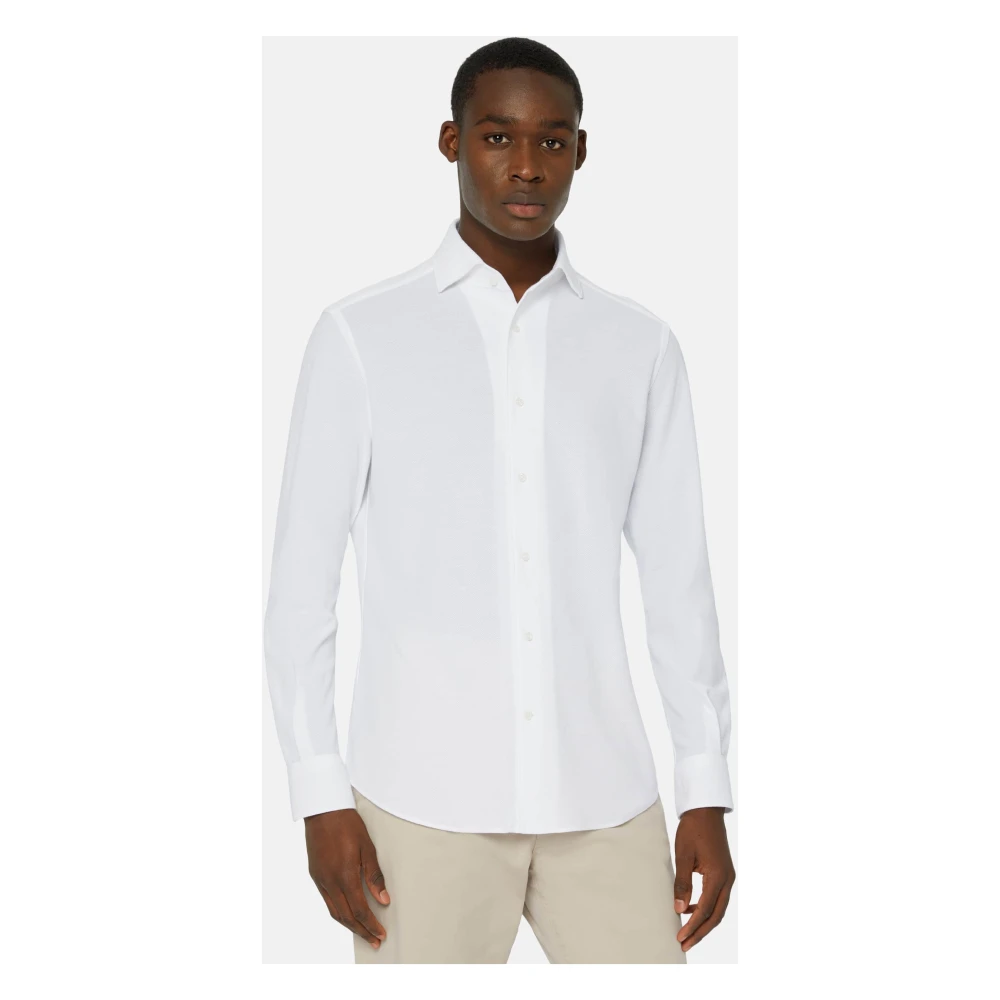 Boggi Milano Regular Fit Japans Jersey Polo Shirt White Heren