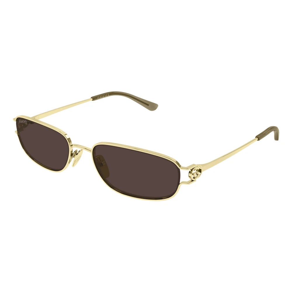 Gucci Emblem Rectangle Sunglasses - Female - Sunglasses - Yellow - 57 Mm - Accessories